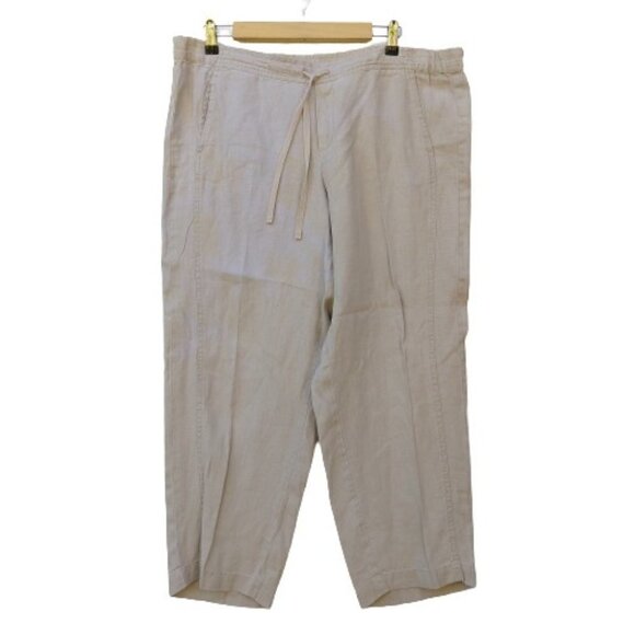 J Jill 100% Linen Women's Crop Pants Size L Petite Short Drawstring FLAWS READ - Picture 1 of 10